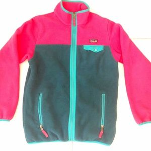 Patagonia girl fleece jacket pink/blue